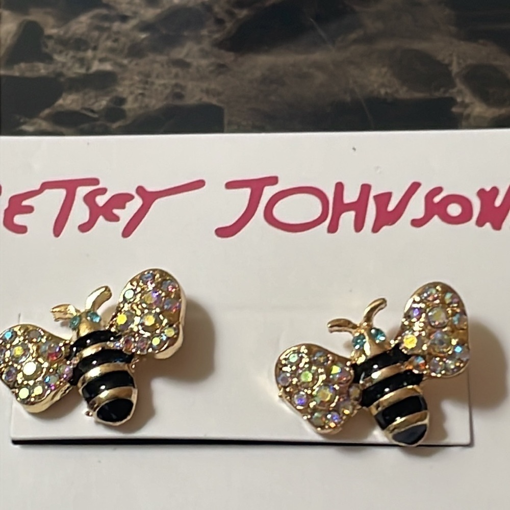 Betsy Johnson Bee Rhinestone Stud Earrings - Picture 11 of 12